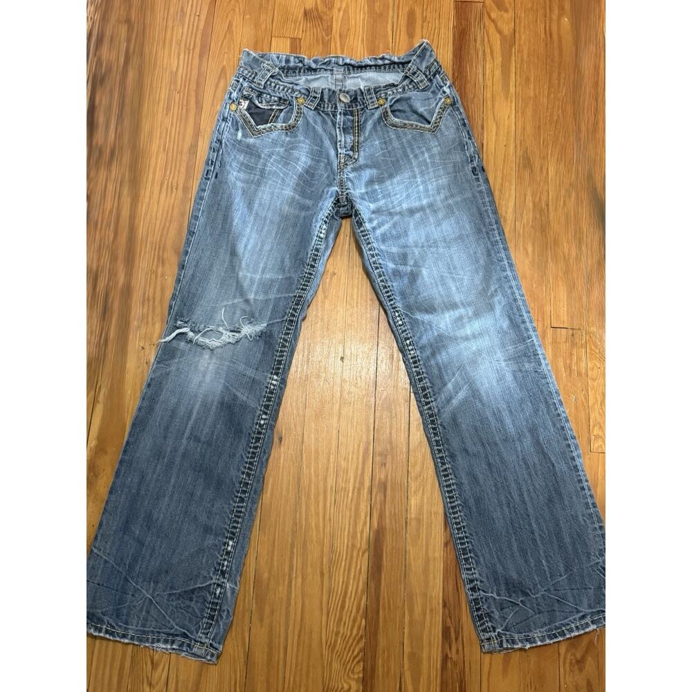 Buckle MEK Denim Men’s Normandy Boot Cut Jeans Size 32x32 Distressed Y2K Vintage